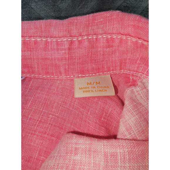 Tommy Bahama Relax Mens M Button Up Shirt Pink 100% Linen Short Sleeve * - Picture 14 of 16